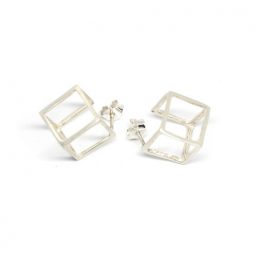 OHKO.114.AG Ag925 kinitro κίνητρο εξαρτήματα κοσμημάτων ασημένια εξαρτήματα κοσμημάτων χονδρική λιανική σκουλαρίκια γεωμετρικά κύβος