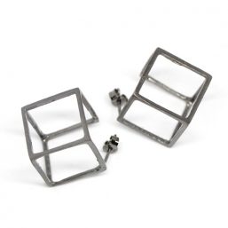 OHKO.115.B Ag925 kinitro κίνητρο εξαρτήματα κοσμημάτων ασημένια εξαρτήματα κοσμημάτων χονδρική λιανική σκουλαρίκια κύβος γεωμετρικά μίνιμαλ