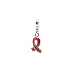SMLT.0796 charms Ag925 kinitro κίνητρο εξαρτήματα κοσμημάτων ασημένια εξαρτήματα κοσμημάτων χονδρική λιανική μοτίφ διακοσμητικά στοιχεία με σμάλτο κόκκινη κορδέλα σύμβολο κατά του Aids