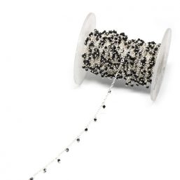 SP.ROS02.BLACKSPINEL kinitro κίνητρο εξαρτήματα κοσμημάτων ασημένια υλικά για κοσμήματα χονδρική λιανική ημιπολύτιμες ημιπολύτιμη black spinel μαύρο σπινέλαιο ροζάριο